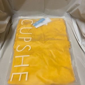 Yellow V-Neck Side Slit Dress